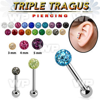 xwf6da 316l steel triple tragus piercing 1 2mm 3mm lower ball tragus piercing