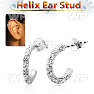 xwf6hj silver helix ear stud w curved crystals tops