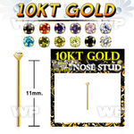 10kt gold bend it nose stud w a 1.5mm round cz stone