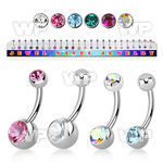 174u6 display w steel belly bananas 1 6mm an 8mm 5mm press belly piercing