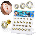 1764e0z display w gold ion plated surgical steel fake cheater fle ear lobe piercing