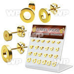1764e90 display w of gold ion plated surgical steel fake cheater ear lobe piercing
