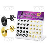 1764e9t display w of gold black ion plated surgical steel fake ear lobe piercing