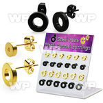 1764e9y display w of gold black ion plated surgical steel fake ear lobe piercing