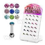 1764eel small display w surgical steel tragus barbell 16g 1 2mm tragus piercing