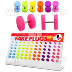 1764eez display 72 pcs of mixed color acrylic fake cheater plug belly piercing