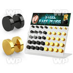 1764ep0 display w of gold black ion plated steel fake cheater belly piercing