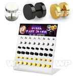 1764eps display with gold black ion plated 316l steel fake ear lobe piercing