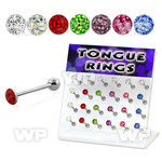1764ey display w surgical steel tongue bars 1 6mm round flat tongue piercing