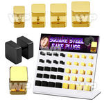 1764ezk display w gold black steel fake plug square sides size ear lobe piercing