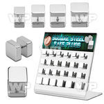 1764ezp display w of steel fake plug square sides size 6mm to 10m ear lobe piercing