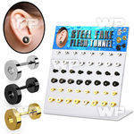 1764ezt display with ion plated surgical steel fake cheater flesh ear lobe piercing