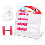 1764lt4 display w acrylic fake cheater plugs out o ring in pink belly piercing