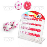 1764ly4 display w acrylic fake cheater plugs white pink cute belly piercing