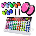 1764t94 display w mixed color acrylic uv fake cheater plugs o rin belly piercing