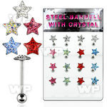1764z0 display w surgical steel tongue bars 1 6mm star shaped tongue piercing
