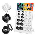 17miek display w black white acrylic screw fit flesh tunnels ear lobe piercing