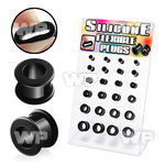 17mik0 display w black silicon flesh tunnels size 4mm 12mm 6g ear lobe piercing