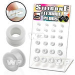 17miks display w of white silicone flesh tunnels size 4mm 12mm ear lobe piercing