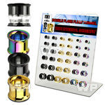 17mill display w black gold rainbow ion plated surgical ste ear lobe piercing