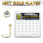 18w14xc box 36 gold plated silver nose screw 2mm clear crystal