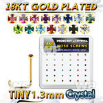 18wp6xm box gold plated silver nose screw set 1.25mm mix crystal