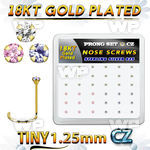18wz12xm box gold plated silver nose screws w set 1.25mm mix czs