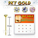 19in3el box w of 9k gold un bent nose stud round 2mm prong set nose piercing