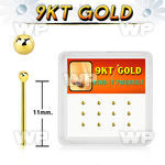 19in3s box w of 9kt gold un bent nose stud 1 5mm ball shaped top nose piercing