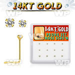1i36ee box w of 14kt gold nose screw 1 5mm 2mm prong set clear nose piercing