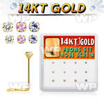 1i36ek box w of 14kt gold nose screw 1 5mm 2mm prong set round nose piercing