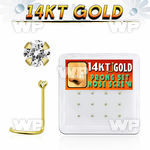 1i36k box w of 14kt gold nose screw round 1 5mm prong set clear nose piercing