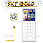 1i3g96 box 24 pcs 9kt gold nose screw 1 5mm prong set clear cz nose piercing