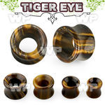 1i3j genuine tiger eye stone double flare stone flesh tunnel ear lobe piercing
