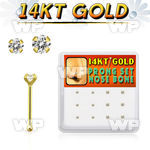 1iu4ee box w of 14kt gold nose bone 1 5mm 2mm prong set clear nose piercing