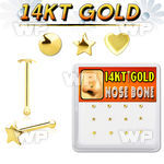 1iu4ep box w of 14kt gold nose bone plain gold tops in mixed nose piercing