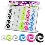 1jfmey display w acrylic spiral coil tapers in mixed colors size ear lobe piercing