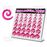 1jfmy6 display w pink acrylic spiral coil tapers size 2 5mm 8mm ear lobe piercing