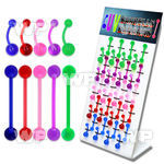 1jq4c display w of assorted flexible acrylic tongue bars 1 6mm belly piercing