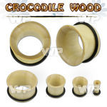1m6a5a crocodile wood single flare eyelet flesh tunnel silicon 