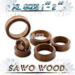 1mo3fb xl big gaue sized sawo wood double flare flesh tunnel plu ear lobe piercing
