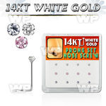 1o360 box w of 14kt white gold nose screw round 2mm prong set nose piercing