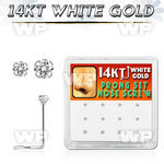 1o36ee box w of 14kt white gold nose screw 1 5mm 2mm prong set nose piercing