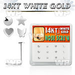 1o36et box w of 14kt white gold nose screw mixed shaped tops st nose piercing