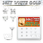 1o36ez box w of 14kt white gold nose screw 3mm prong set clear nose piercing