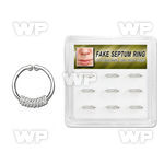 1u3jty box w of silver fake septum rings w three wires wrapped septum piercing
