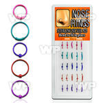 1u3ms box w of color plated silver 925 nose rings 15 pcs ball nose piercing
