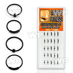 1u3mz box w of black plated silver 925 nose rings 15 pcs ball nose piercing