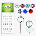 1u4aje box w silver nose bone round crystal in mixed colors on nose piercing