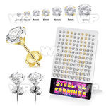 1w3gaiz gold pvd plated finish steel earstuds 2mm to 8mm 60